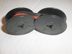 SMITH CORONA STERLING SPOOL TYPEWRITER RIBBON BLACK RED FABRIC INK RIBBON