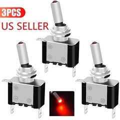 3X Car Rocker Toggle Switch Control ON/OFF 12V 20A Red LED Light Marine Boat ATV
