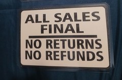 All Sales Final No Refunds No Returns Wall or Door Sign Size 5″ X 7″