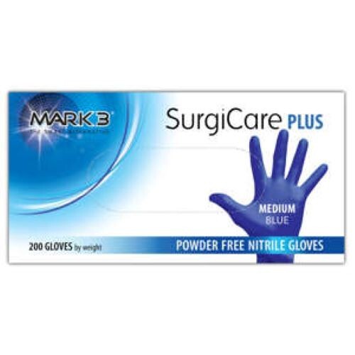 SurgiCare+ Nitrile Exam Gloves, Blue, 200/Bx, 10 Bxs, Medium, MARK3, 100-1932-10