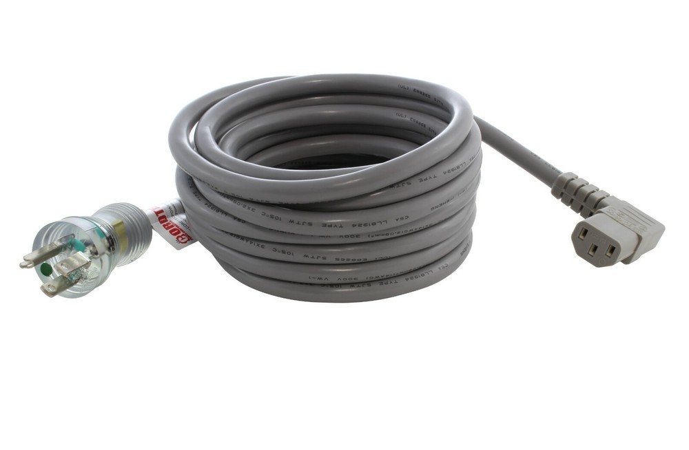 20ft 15A 14/3 Medical Grade Power Cord With Left Angle IEC C13 by AC WORKS®