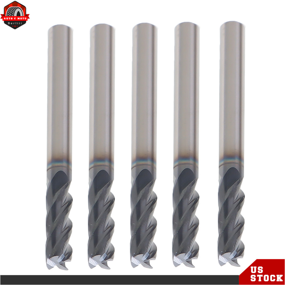 5 Pcs 3/16″ 4 Flute 2″ Overall Length Regular Carbide End Mill – TiALN COATED US