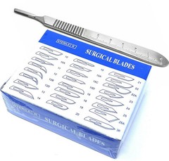 100 Pcs #10 Scalpel Blades + Handle #3 Suitable for Dermaplaning Surgical Dental