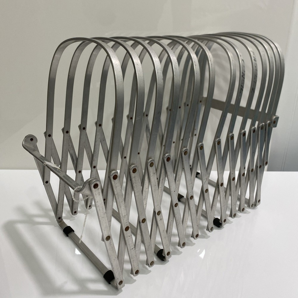 Evans Specialty Co File Holder Vtg MCM Accordion Expanding Magazine Rack Dish 12