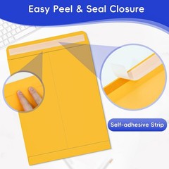 25 Pack 9 x 12 Catalog Mailing Envelopes, Self-Seal Brown Kraft Manilla