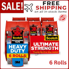 Packaging Tape Heavy Duty Scotch Mailing Shipping Strong Seal Dispenser 6 Rolls