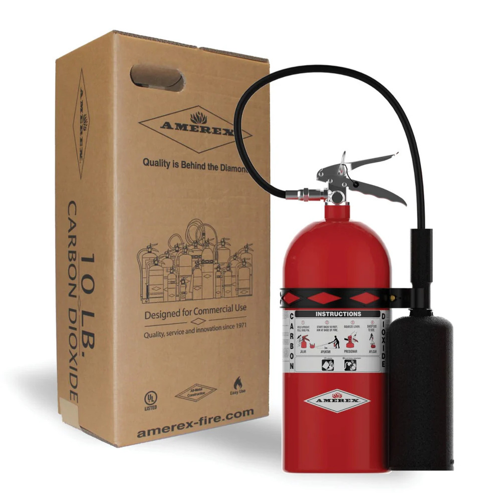 Amerex 330 Fire Extinguisher, CO2, 10lb, 10BC (1714) – Same Day Shipping