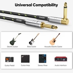 Guitar Cable 10 ft, Instrument Cord 22AWG, Gold-Plated 1/4 Inch Jack, for Ele…