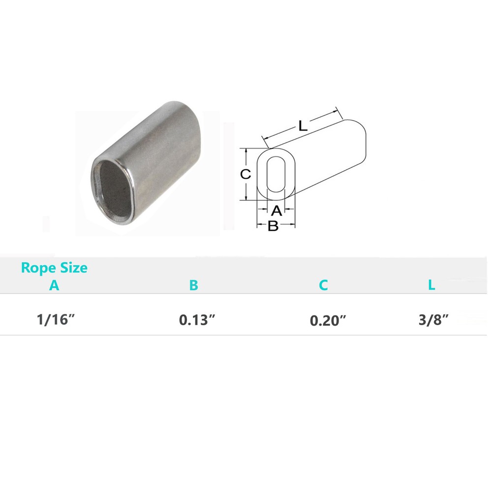 Stainless Steel Wire Rope Oval Sleeves Oval Crimping Sleeves With Chamfer