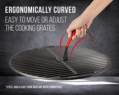 GriAddict 2Pack Cast Iron Grill Grate Lifter Tool, Cooking Grid Red-2
