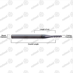 10 PCS 1/16″ 4 Flute 1-1/2″ Overall Ball Nose Carbide End Mill AlTiN Coated