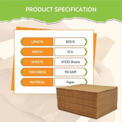 12″ x 820′ Brown Kraft Bubble Paper Wrapping Cushioning Void Fill 47232 Sheets