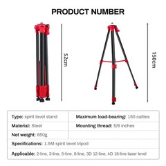 Portable 1.5m Tripod Level Stand Lightweight Steel Construction for Laser Tools