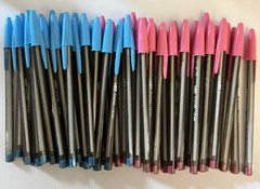 Lot of 50 LIGHT PINK & BABY BLUE Bic Cristal Pens-Baby Showers & Gender Reveals