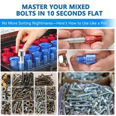 52Pcs Nut and Bolt Thread Checker 24 Metric + 28 SAE Inch Thread Gauge Set, Deta