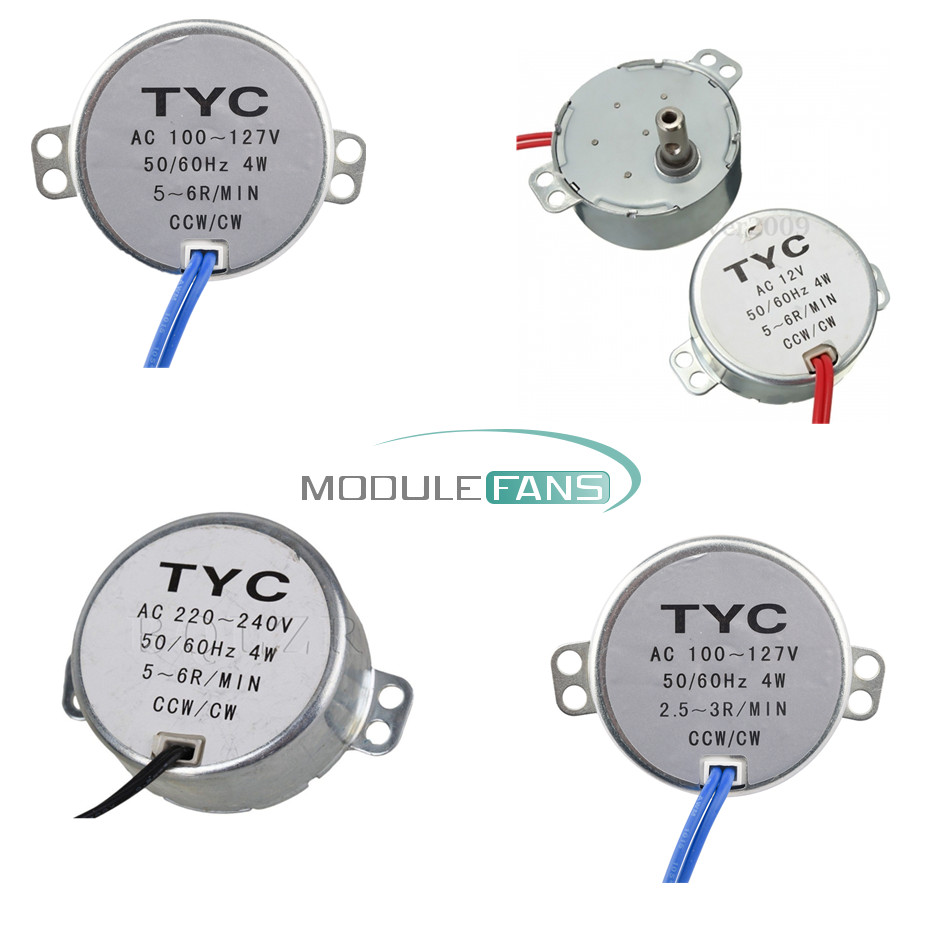 TYC-50 AC 12V/110V/220V Synchronous Motor 2.5/3/5/6RPM 4W 50/60Hz For Microwave