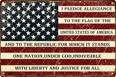 Retro Metal Sign Vintage Tin I Pledge Allegiance to The 8 x 12 in, Flag