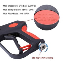 Pressure Washer Short Gun, Commercial 5000 PSI / 10.5 GPM, Swivel Inlet, 3/8 …