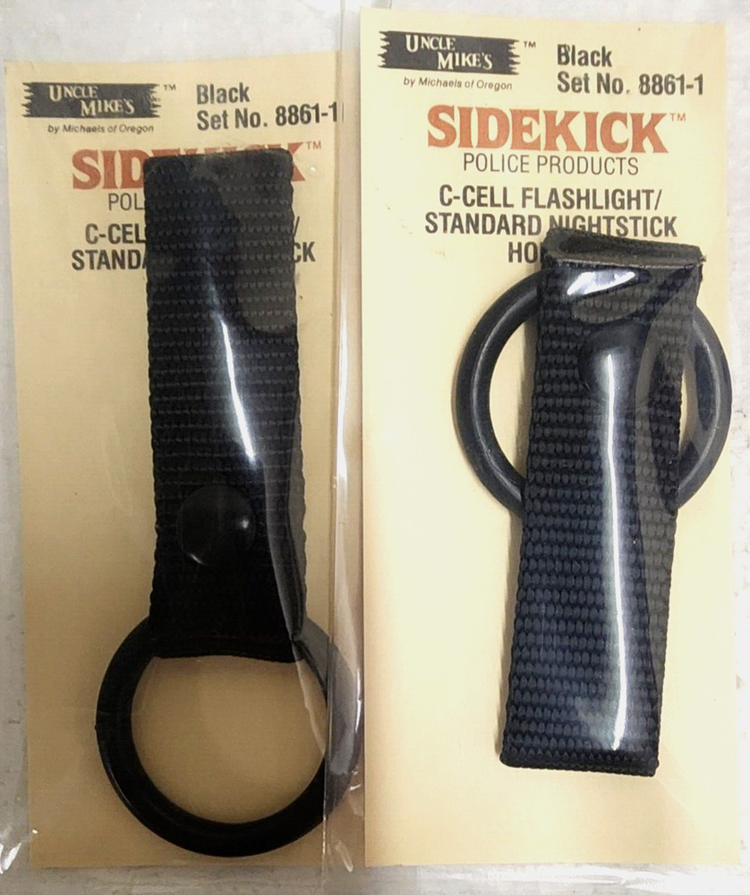 2) PACK!!! Uncle Mike’s C-Cell Flash Light Holder/Baton Holder 8861-1 Black NEW