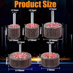 20 Pcs 5 Sizes 60/80/120/240 Grits Abrasive Flap Wheel Sander, 1/4 Inch Shank…