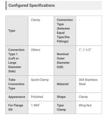 USA Sealing Zusa-stf-qc-2 Wing Nut, Quick Clamp, 1”-1.5” Sanitary Fitting, 304SS