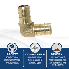 25 PIECES 1/2″ PEX ELBOW – BRASS CRIMP FITTINGS (LEAD-FREE)