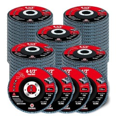 71878 60 Pack 4-1/2 Inch Flap Discs 40/60/80/120 Grit Type 29 7/8″ Arbor