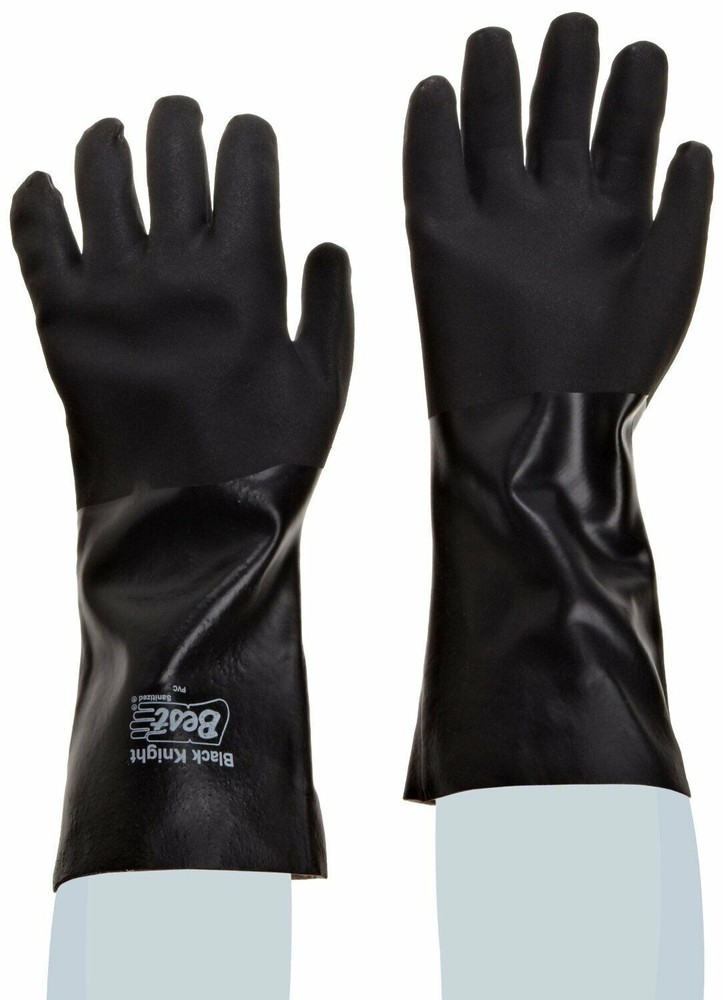 Showa 7714R 10 Men’s Large Black Knight PVC Gloves 14″ Chemical Resistant Qty