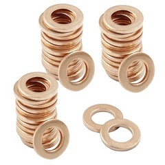 Litoexpe M5 Metric Flat Washer Copper Sealing Ring, 5mm ID 9mm OD 1mm Thickness,