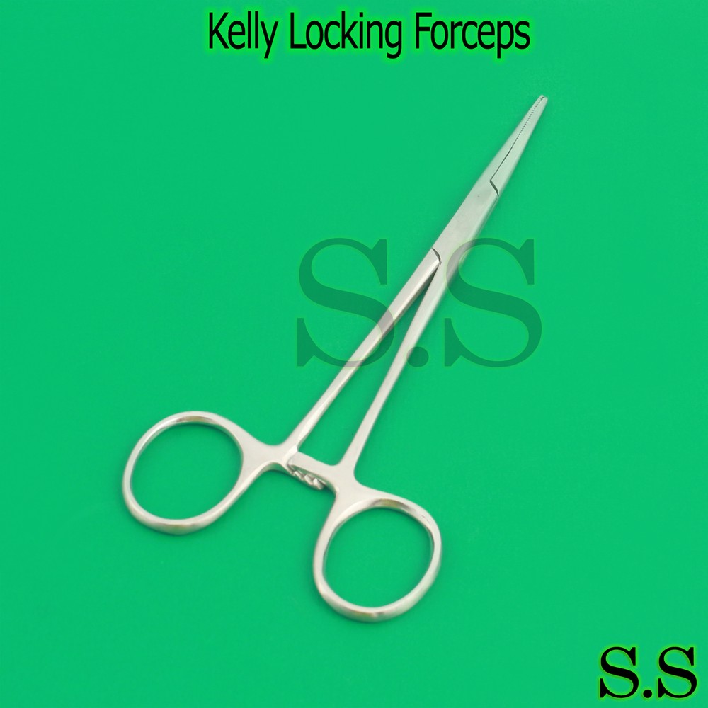 Kelly Hemostat Forceps Straight Kelly Clamp, 3 Step Locking System Vet Tool