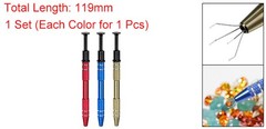 3pcs 4-Claw Piercing Ball Grabber Jeweler’s Pick Up Tool, Blue/Red/Brown