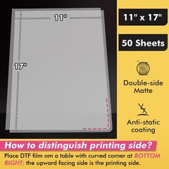 KOALA Direct to Film Paper 11×17 Clear Sublimation Paper for Dark Fabric 50Ct