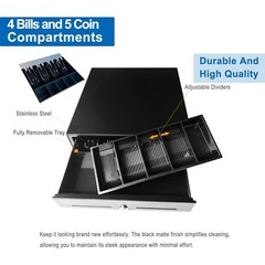 Square Cash Drawer 13″ Cash Register POS System 3 Unlocking Ways RJ11 (White)