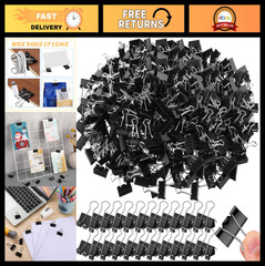 500 Pack 1″ Black Binder Clips – Medium Metal Paper Clamps for Office, School &