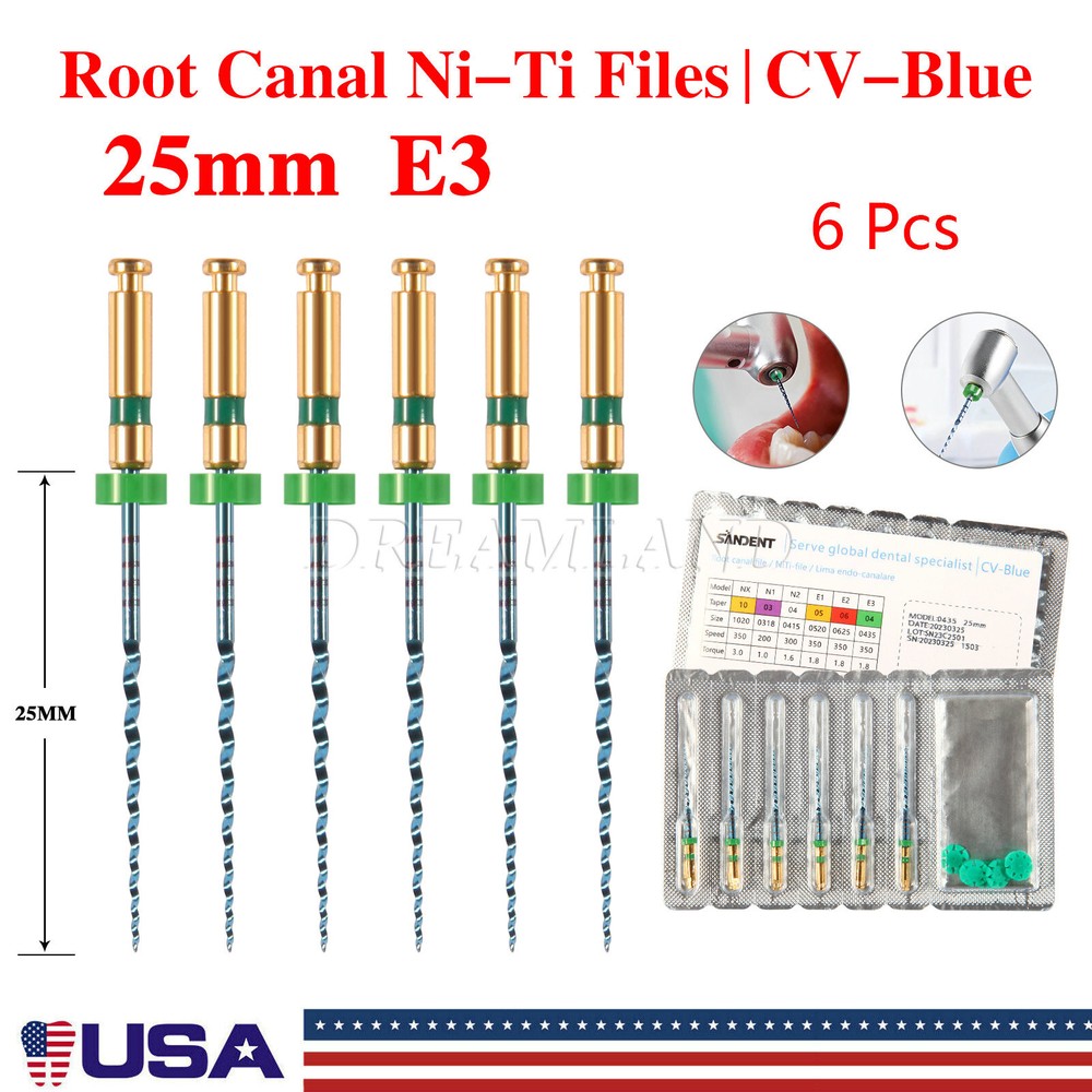 Dental Endo Rotary Files X-Pro Gold Taper NITI Root Canal Files 21/25/31MM 6Pcs