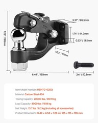 NEW VEVOR Pintle Hook,20000 lbs Towing Capacity,Trailer Hitches Receiver Hook Co