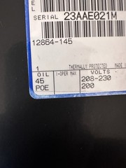 COPELAND SCROLL COMPRESSOR model CR20K6-PFV-875 R-22 /407-C