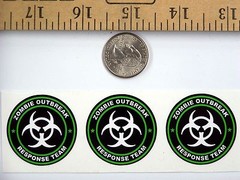 3 – Zombie Outbreak Response Team Tool Box Hard Hat Helmet Sticker Green H125