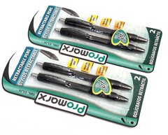 2 PACKS 4 PENS Promarx® GEL CLIX™ COMFORT GRIP RETRACTABLE BLACK INK 0.7