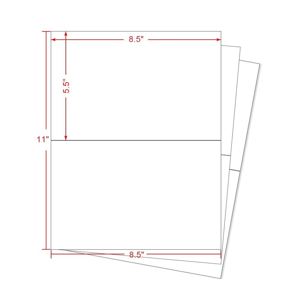1000 Half Sheet Shipping Labels 8.5×5.5 Self Adhesive 2 Labels Per Sheet