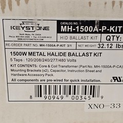 Keystone MH-1500A-P-KIT 5 Tap 1500W 120/208/240/277/480 Metal Halide Ballast