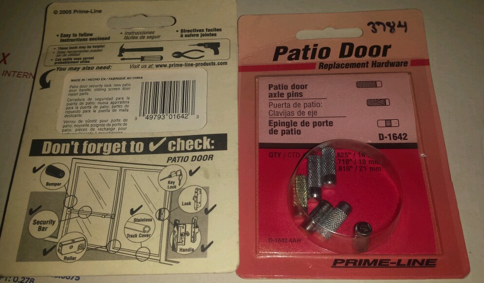 Prime-Line Patio Door Axle Pins D-1642 (2-.625″, 2-.710″, 2-.810″) NIP