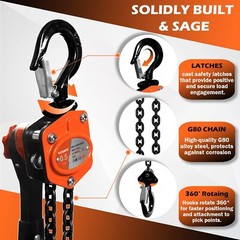 Mini Lever Chain Hoist 1/2 Ton 1100 Lbs Lever Hoist 5 Ft Ratchet Chain Puller Ho