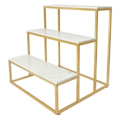 Gold+White 3-Tier Retail Table Display Rack for Bag Shoes Organizer Stand NEW