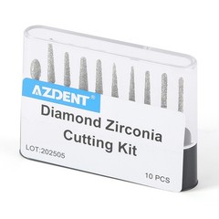 10Pc AZDENT Dental Diamond Zirconia Cutting Burs Kit Friction Grip Burs FG 1.6mm
