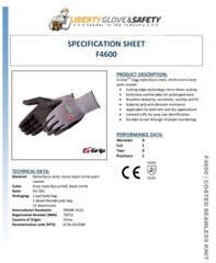 12- F4600 Lightweight Nitrile Micro Foam Palm Grip Coated Protective Work Gloves