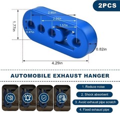 2 PCS Rubber Exhaust Hanger, 4 Holes Rubber Exhaust Muffler Tailpi Color: Blue