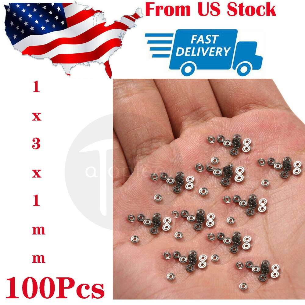 100Pcs 681ZZ Mini Ball Bearings, 1x3x1mm Metal Shield for Models & Tools