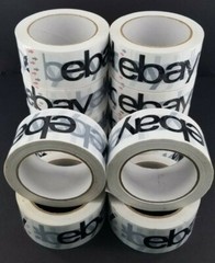 Black Logo eBay Branded Packaging Tape, 2″ x 75 yds, 2.5 Mill Thick, Lot of 12
