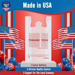 1000 Thank You T-Shirt Bags 12″ x 6.5″ x 21″, Plastic Grocery Shopping Bags